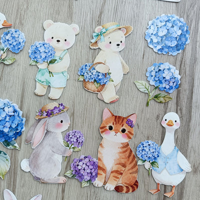 Animal Hydrangea Stickers 23PCS
