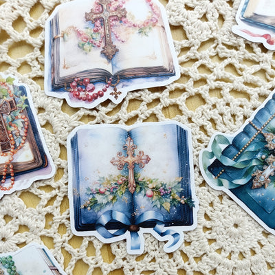 Bible and Cross Sticker