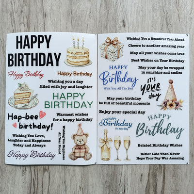 Birthday Sentiments Transfer Stickers 2 Sheets