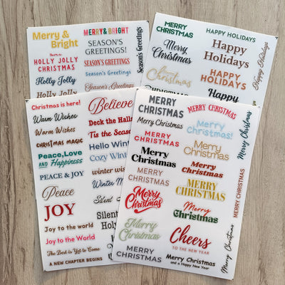 Christmas Sentiments Transfer Stickers 4 Sheets