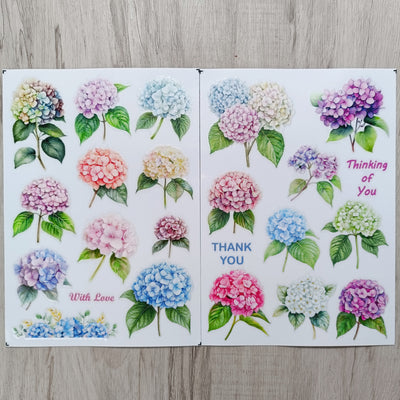 Hydrangea Matte Transfer Stickers 2 Sheets