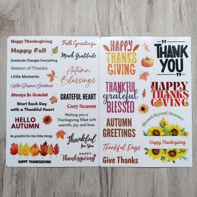 Thanksgiving Sentiments Transfer Stickers 2 Sheets