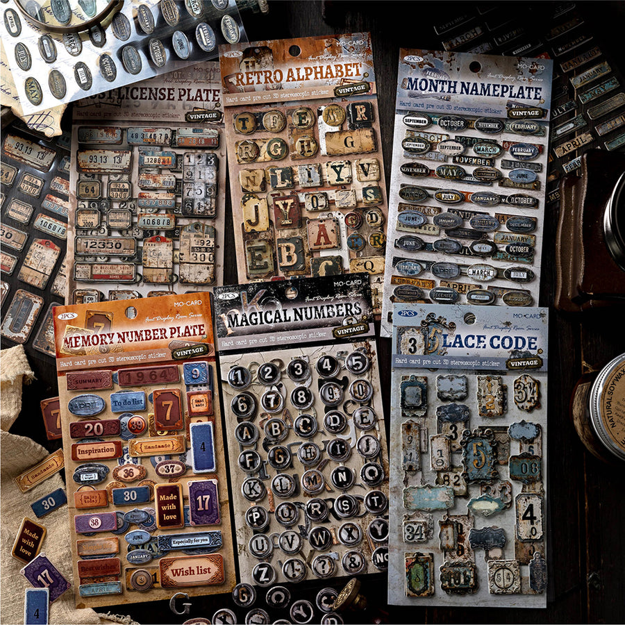 Vintage Alphanumeric Cardstock Stickers