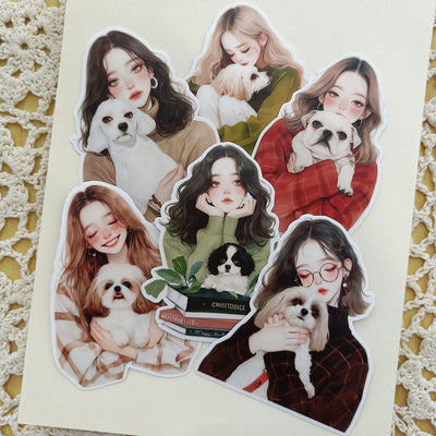 Girl with Dog Sticker