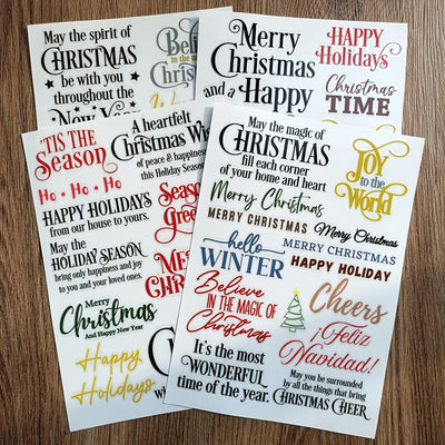 Waterproof Christmas Wishes Transfer Sticker 4 Sheets